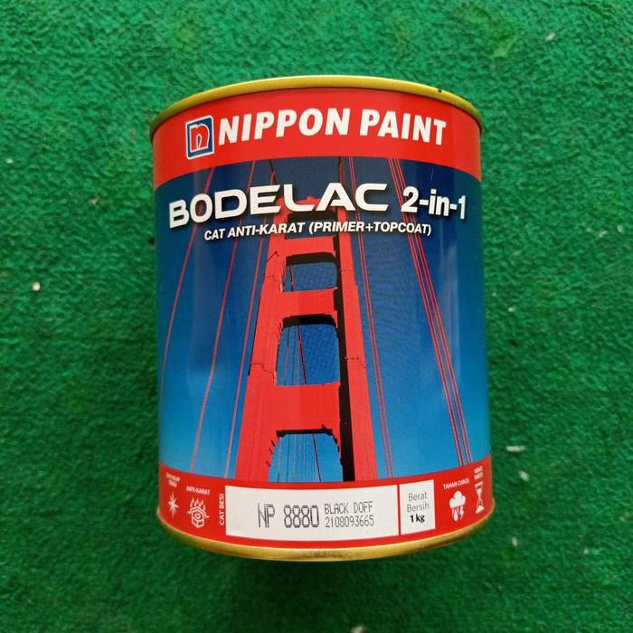 Pilihan- Cat Besi Bodelac Warna 8880 Black Doff (Hitam Doff) Anti Karat 2-In-1