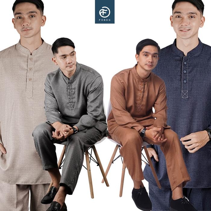 Pilihan- Baju Koko Setelan Pria Muslim Polos Setelan Bariyah Baju Dan Celana Muslim / Set