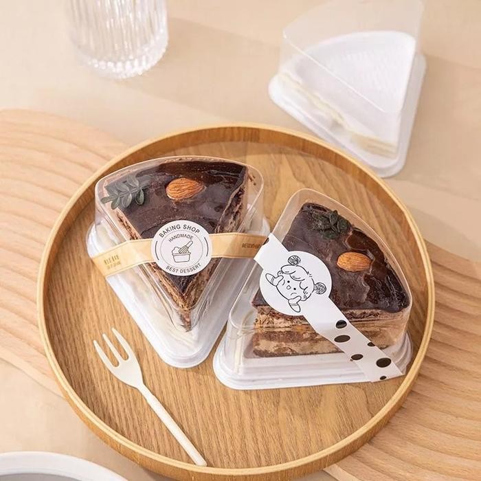 Mika Kue Premium Segitiga Lebar Garpu Box Kue Tart Potong Slice Cake