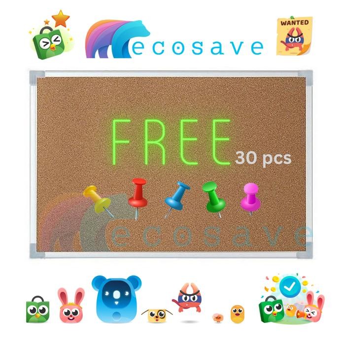 

Softboard Cork Pin Board / Papan Mading Gantung EcoSave 45 x 60 cm ( Papan Mading Pin Board Papan