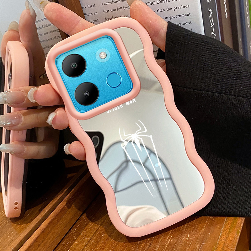 Casing Untuk Infinix Smart 7 Case Casing HP Pola bekas kaki dan laba-laba Kesing Kasing Macaron Mirr