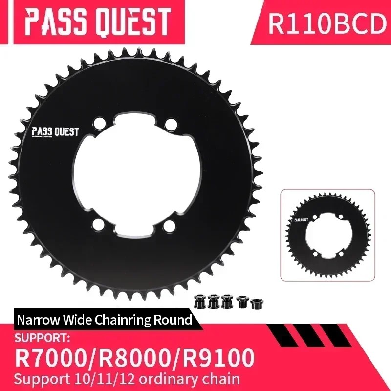 PASS QUEST 110BCD 46T-60T Chainring for Shimano 105 R7000/ULTEGRA R8000/DURA-ACE R9100 Crank,10-12