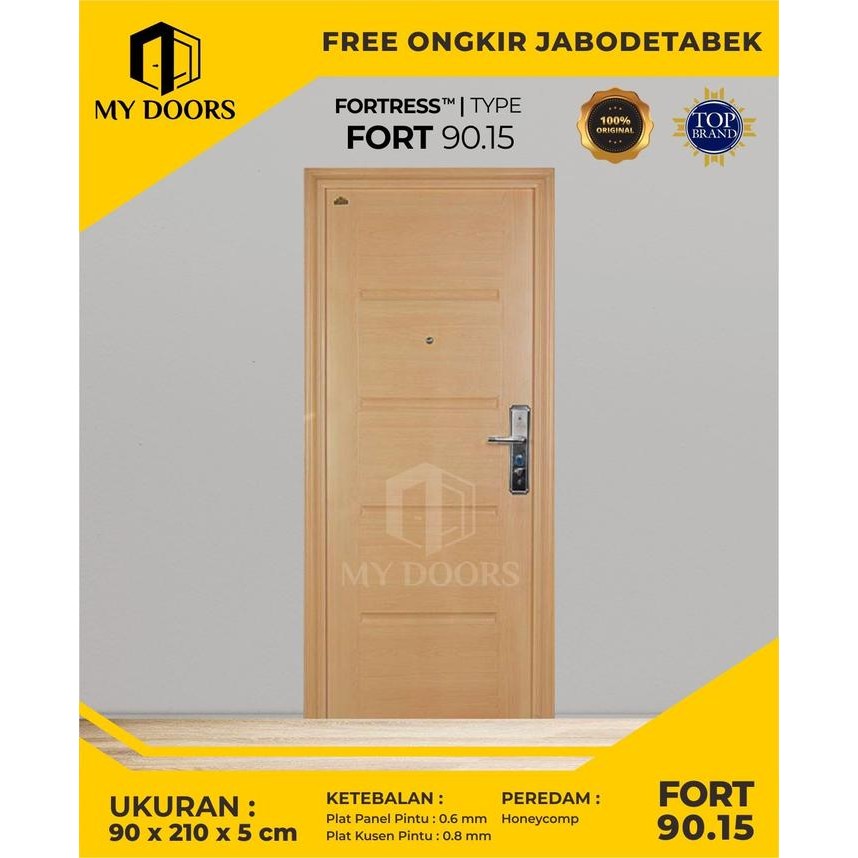 ORIGINAL Pintu Utama Baja Fortress 90x210 Type FORT 90.15 White & Woood Series READY STOCK