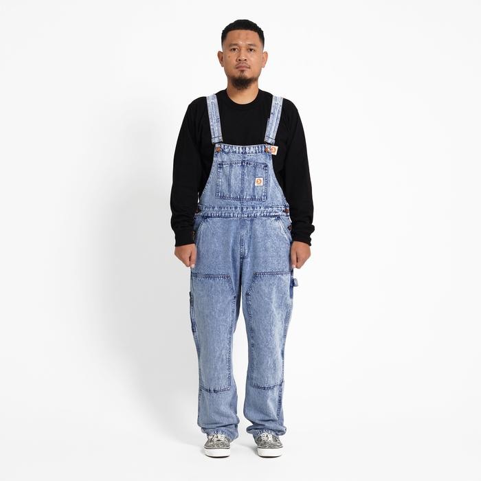 Superego - Overall Carpenter Double Knee Denim Loose Straight Snow Light Blue OVA01A