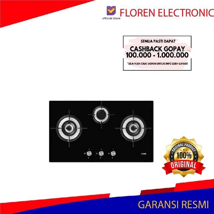 IS Fotile Kompor Gas 70cm GHG78312 / GHG 78312 3tungku Black Glass