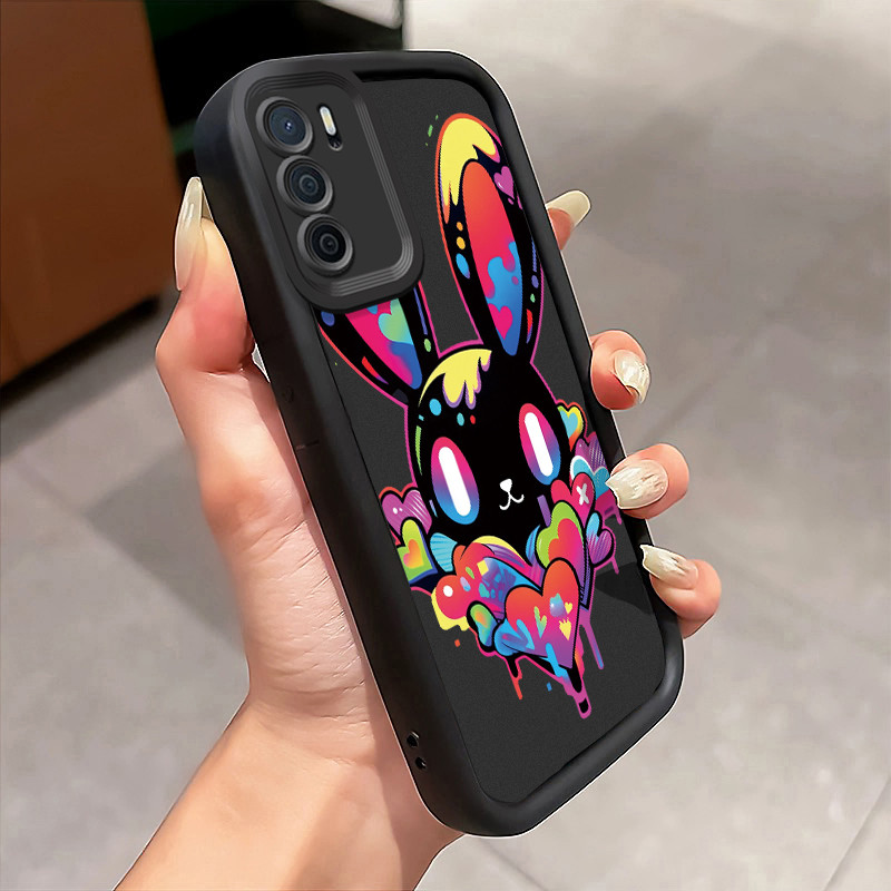 Casing Hp Untuk OPPO A16 OPPO A16s OPPO A54s Case Kelinci hati Cat Air Cover Softcase Tidak berminya