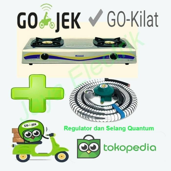 Rinnai Kompor 2 Tungku Stainless RI-522E+Selang Paket Quantum