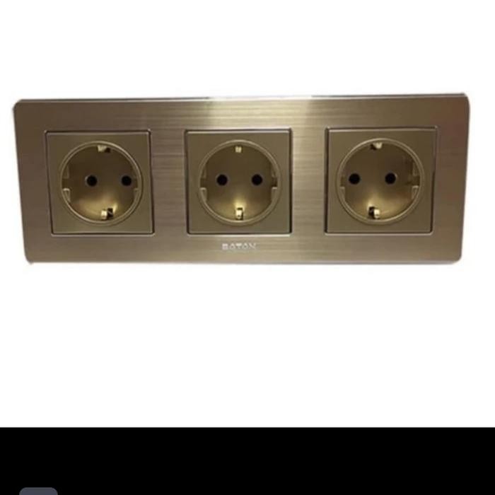 Bisa Termin Boton Stop Kontak 3 Gang/Boton Stop Kontak 3 Gang Gold K2