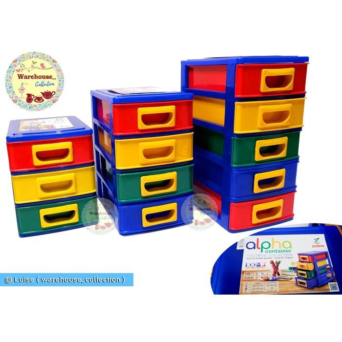 LACI MINI CONTAINER SMALL (S) SUSUN 4 / BOX TEMPAT PENYIMPANAN SERBAGUNA / LACI ALPHA S4 kotak laci