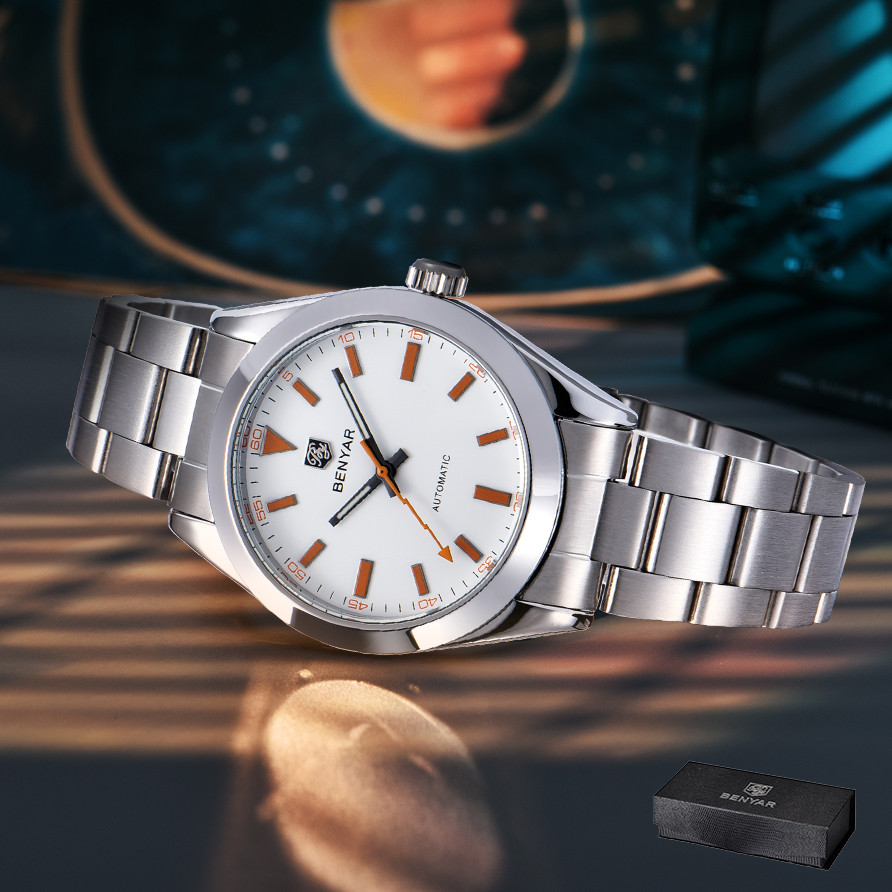 BENYAR 2025 New Fashion Luxury Automatic Watch For Men 50M Waterproof Stainless steel Mechanical