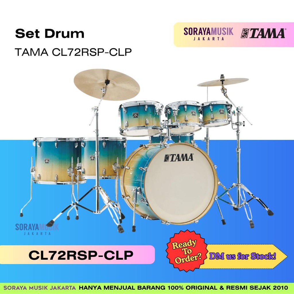 TAMA CL72RSP-CLP Superstar Classic Maple 7-Piece Drum Shell Kit, Carribean Lacebark Pine
