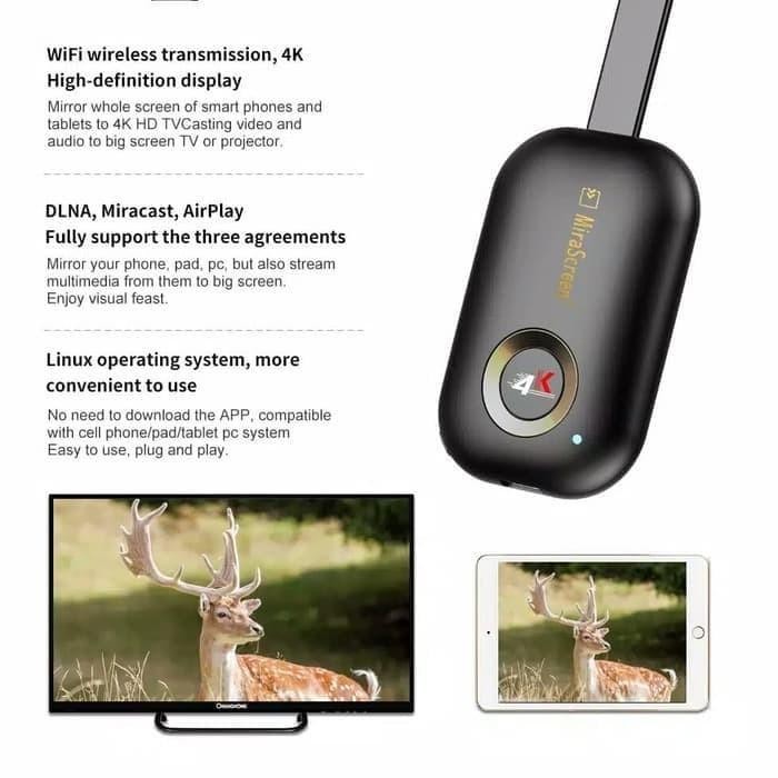 ANYCAST WIRELESS HDMI DONGLE 5G+2.4G MIRASCREEN G9 PLUS 4K DUAL BAND