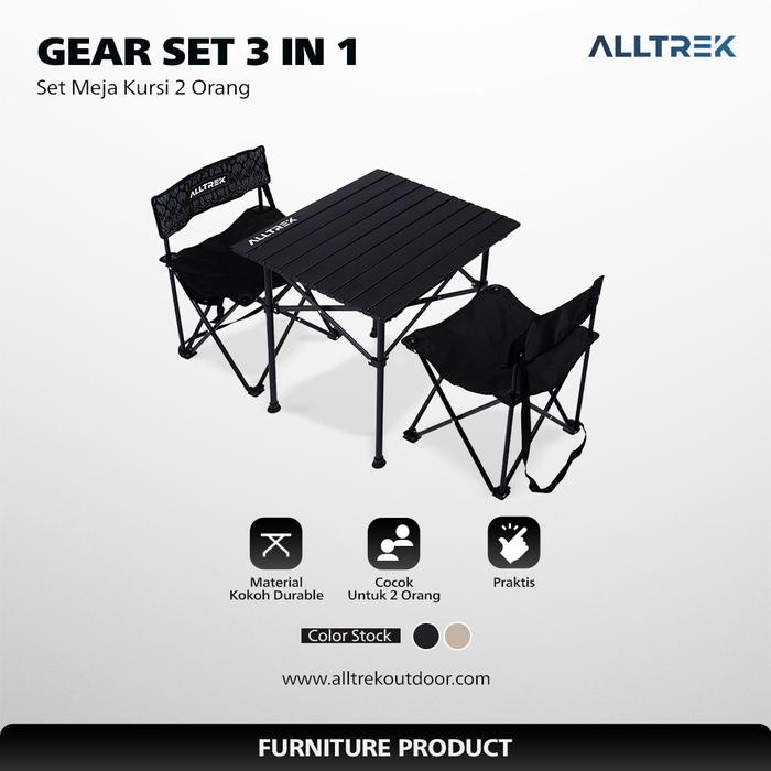 ALLTREK Set Meja Kursi Camping Outdoor Gear Folding Table Chair Set