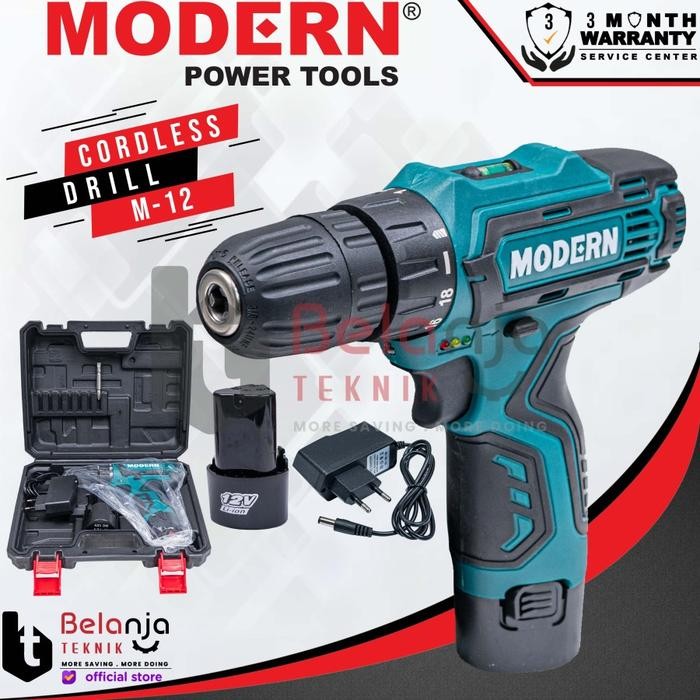 Modern Mesin Bor Baterai 12V M-12 Cordless Drill 12 V M12