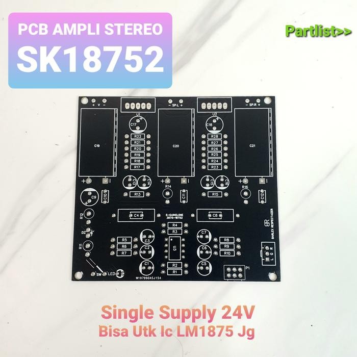 PCB Ampli SK18752 SK3875 Single supply