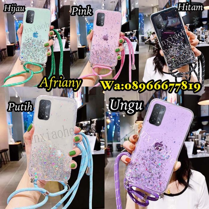SALE Case Tali Nagita Oppo A74 5G 2021 Lanyard Glitter Gantungan