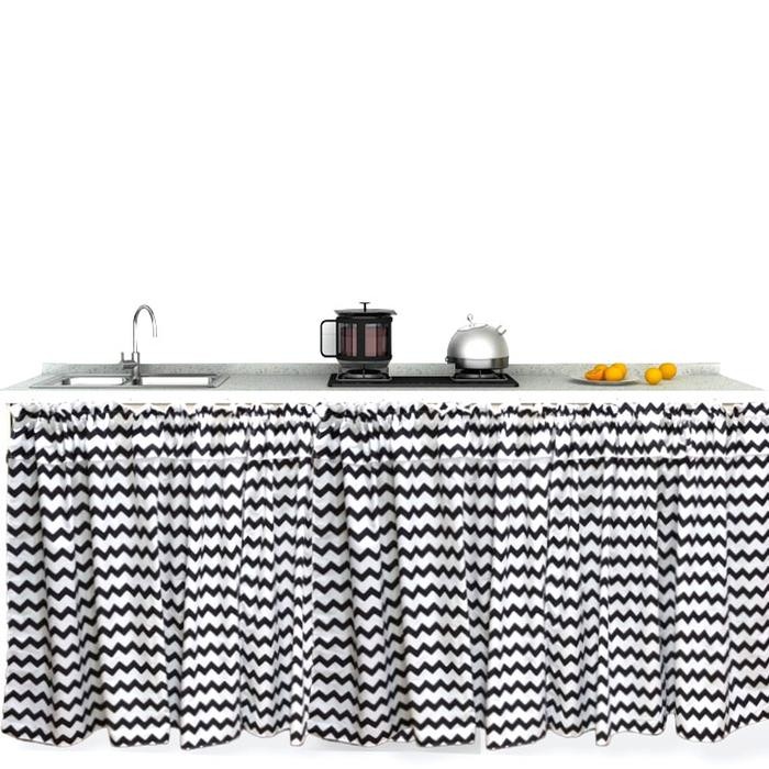 BnYKpRomO- [Premium] Gorden Kolong Dapur Retro Hitam Tirai