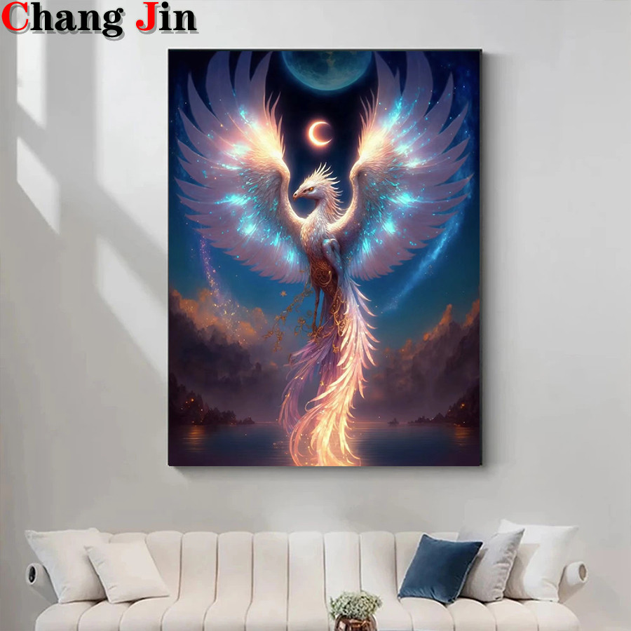 Chinoiserie Fantasy Animal Colorful Phoenix Diamond Painting Cross Stitch Embroidery Kit 5D Diy Diam