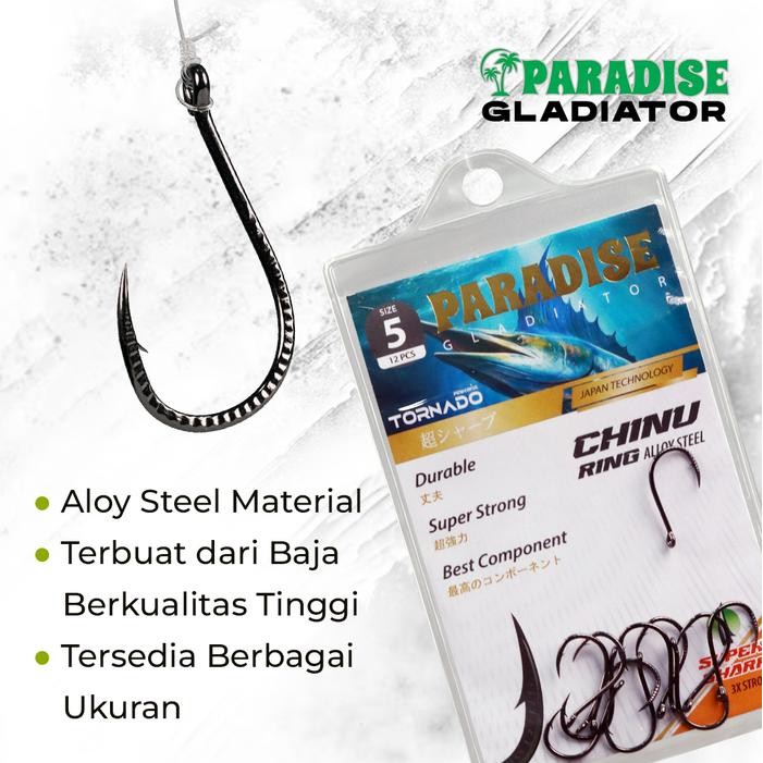Kail Paradise Gladiator Chinu Super Kuat Aloy Steel Untuk Kolam Liaran Laut Kail Pancing Dengan