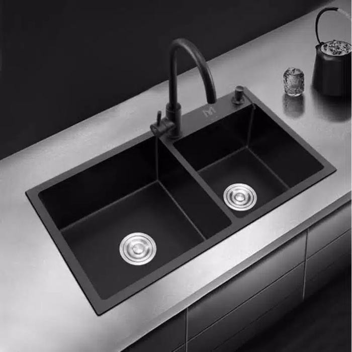 Kitchen sink 8245 hitam /kitchen sink hitam 2 lubang