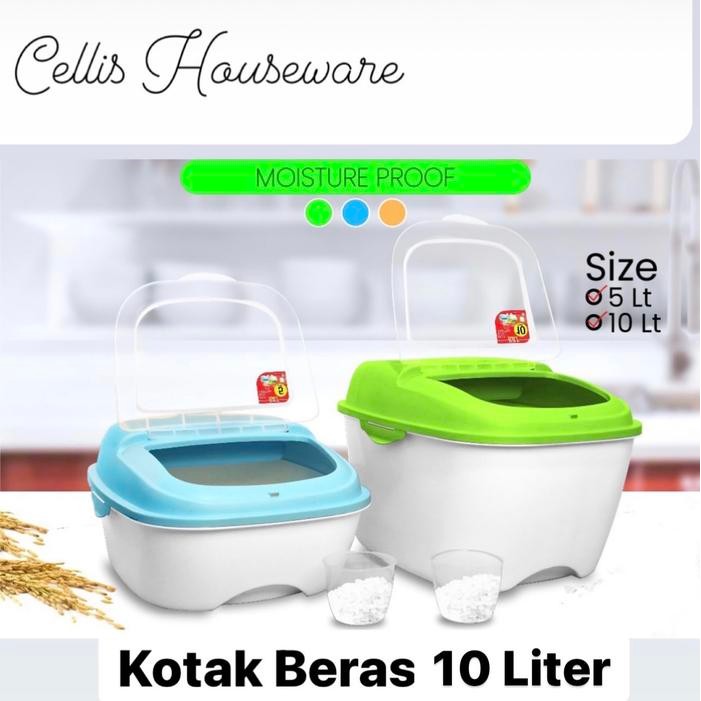 Fortuna Kotak Beras 10 liter + Gelas Takar (kapasitas Max 12 liter)
