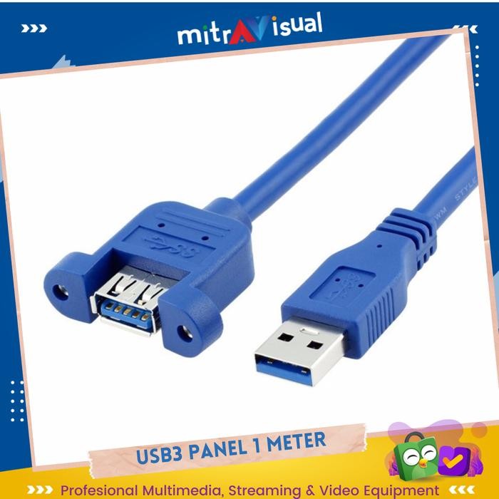 Sale USB 3.0 Male to Female Extension Cable Panel Mount (Free Screw) Terlaris