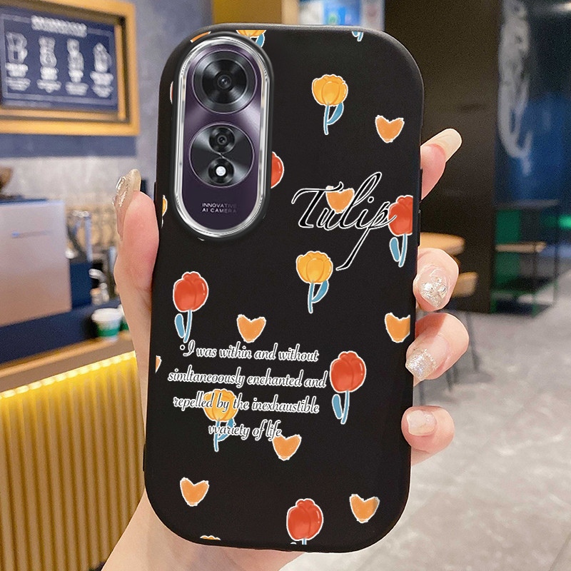 Casing Hp Untuk OPPO A60 Case Gaya Korea Banget Solid Color Phone Cover Kasing Silikon Softcase Cesi