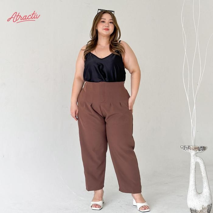 Atractiv Celana Kerja Jumbo Wanita Celana Putih Highwaist Jumbo Celana Kantor Big Size Celana Jumbo