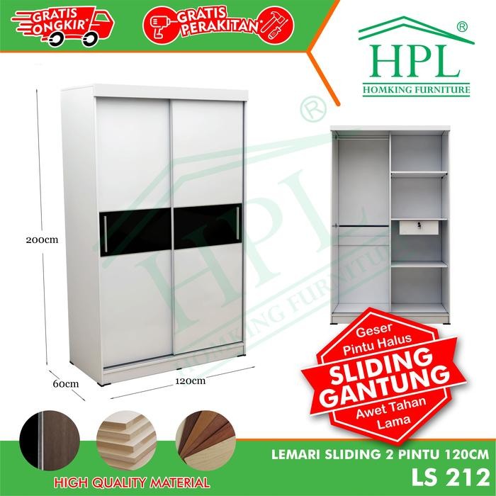 Lemari Pakaian HPL Sliding 2 Pintu Striping