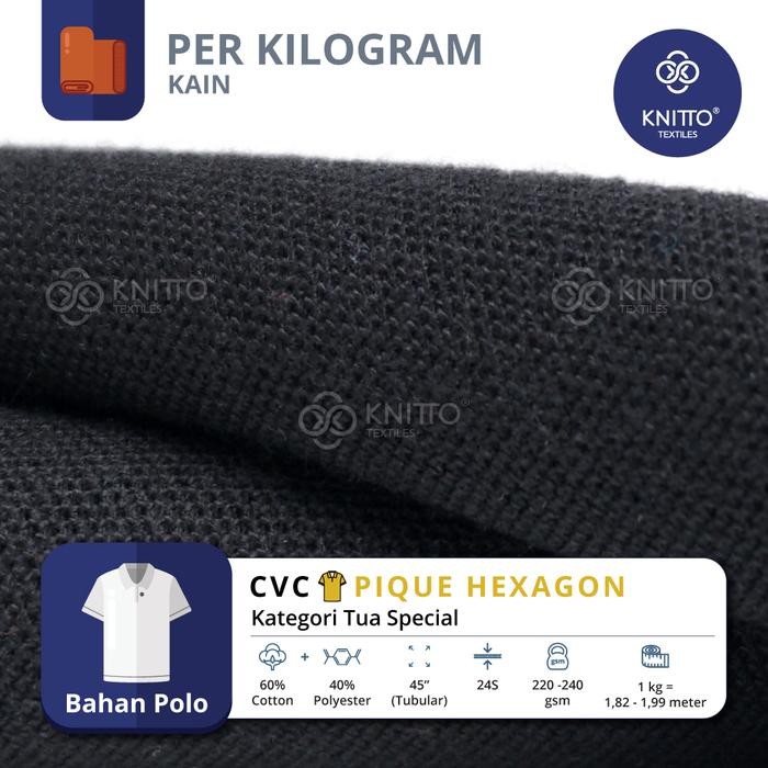 PernikKita- Bahan Kaos Kain Cvc Pique Hexagon 24S Warna Tua Special