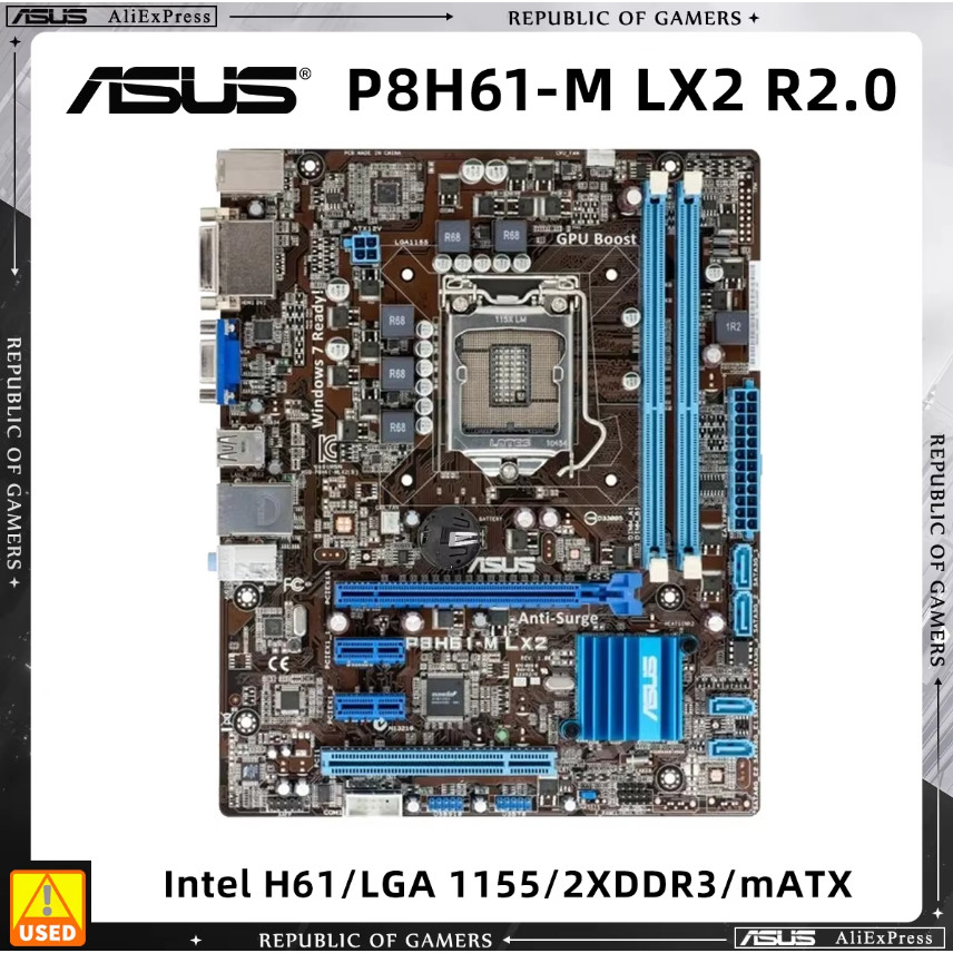 Casing Laptop ASUS P8H61-M LX2 R2.0 Motherboard i5 3470 CPU Package Uses Intel H61 Chipset LGA 1155 