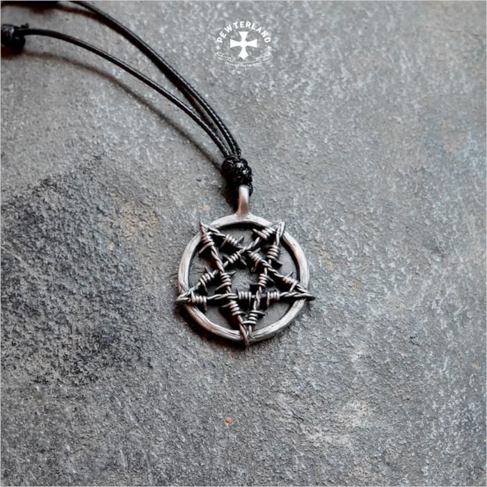 Kalung Pentagram Series | Pendant Pentagram Series Hitam Kulit Pria Tali - Pentawire