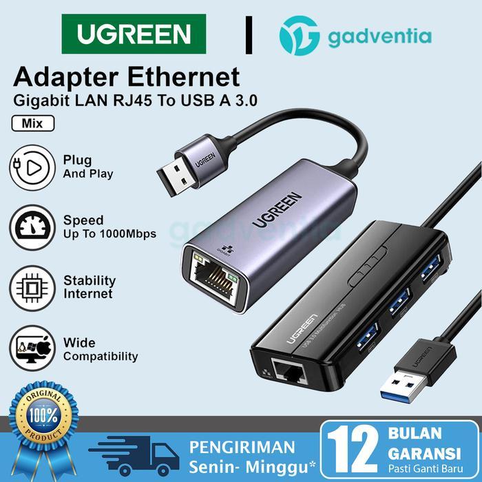UGREEN USB 3.0 TO LAN RJ45 ADAPTER ETHERNET SPEED 1000MBPS 20265 FOR LAPTOP MACBOOK ASUS LENOVO