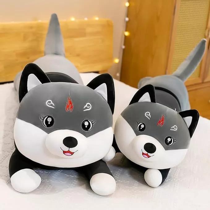 Guling Boneka Husky Lying Lucu Karakter Dog Bahan Plush Ukuran 50cm Dolls Toys