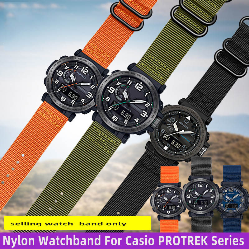 Nylon Watchband For Casio PROTREK Series PRW-6600 PRG-600Y PRG-650 PRG-600 Waterproof Sports 24mm