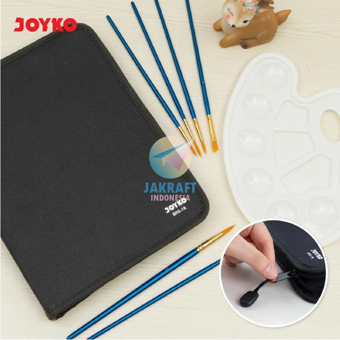 (1 Set) Paket Kuas Cat Lukis Set Joyko Brs-7A Isi 12 Brush No.1~12 + Palette Palet Plt-111 +