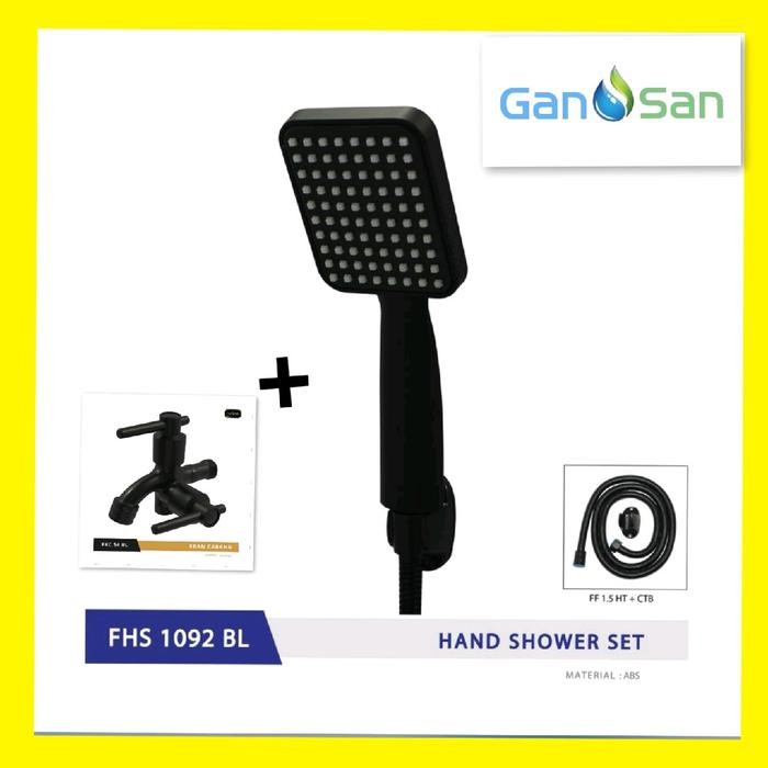 Paket Shower Set Hitam + Kran Shower Cabang