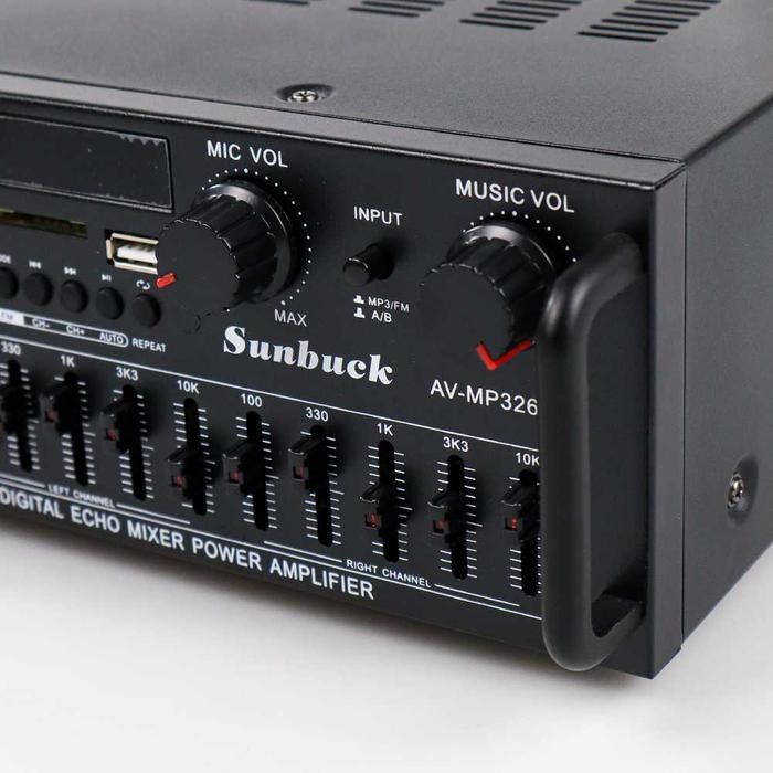 Sunbuck Bluetooth EQ Amplifier Karaoke FM 2000W - AV-MP326BT Bass Equalizer Colokan