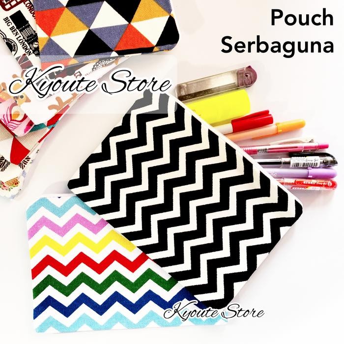 

Zipper Pouch Bag Kanvas Serbaguna Tempat Pensil Make Up Lucu Travel