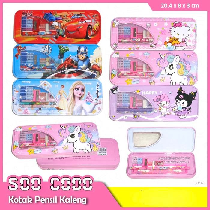 

Tempat Pensil / Kotak Pensil kaleng dan isi alat tulis