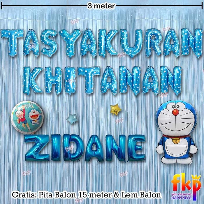 Paket Dekorasi Tasyakuran Khitanan / Sunatan Dekor Balon Tema Doraemon