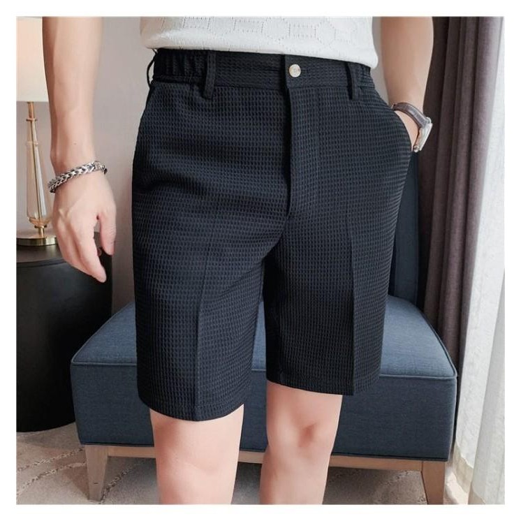 Celana Pendek Pria Waffle Uniqlo Polos Dewasa Katun Knit