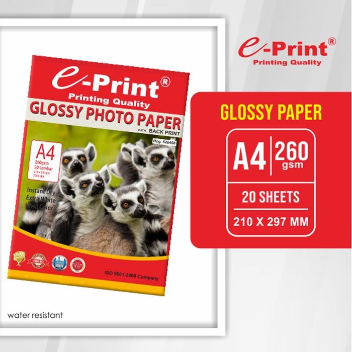 

Pilihan- E-Print Kertas Foto Glossy Back Print A4 260 Gsm