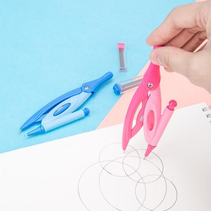 

Deli EG20002 Jangka&Pensil -Plastic Compass w/mechanical pencil-Pink