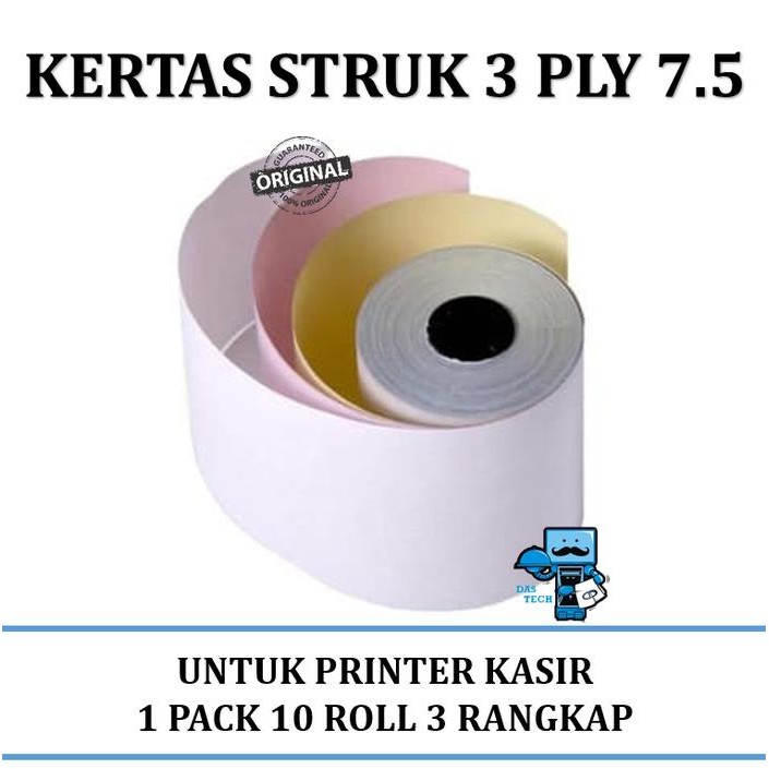 

Kertas Struk 3 Ply 7.5 - Untuk printer Kasir -1 Pack 10 Roll 3 Rangkap