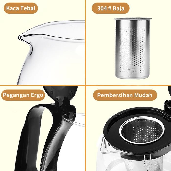 Pilihan- Miniso Set Teh Sederhana 5Pcs Teh Ketel Kaca Teapot Dengan 4Pcs Gelas 1 Teapot Set