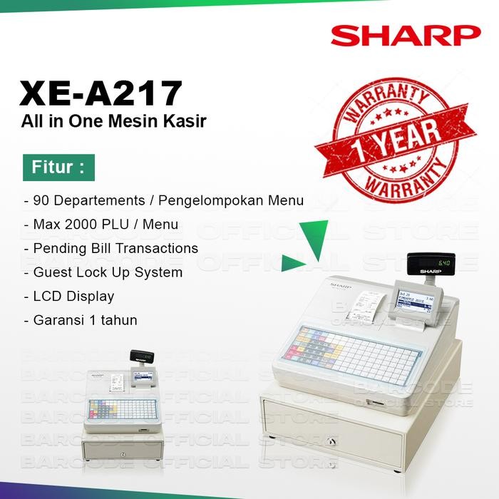 

CASH REGISTER SHARP XE-A217W - MESIN KASIR SHARP 217 - XE-A217 W RESTO