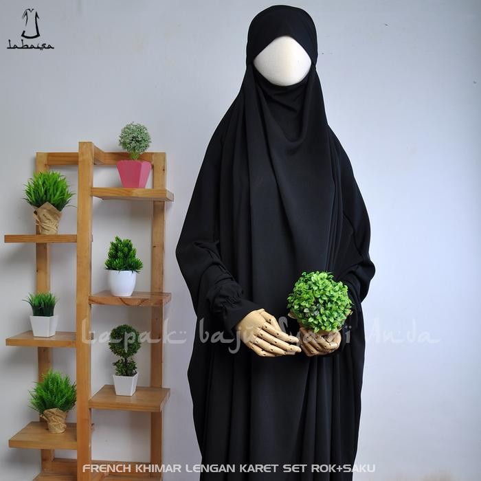 TERMURAH LaFrench Khimar Instan Lengan Karet Set Rok French Hijab READY STOCK