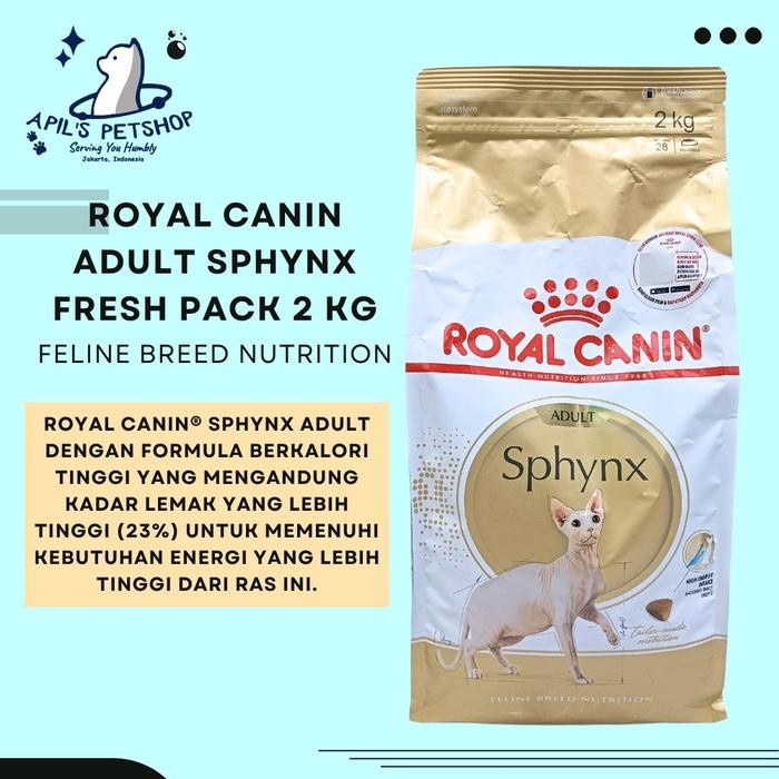 Terbaik Royal Canin Sphynx Adult Cat Makanan Kering Untuk Kucing Sphynx Fresh Pack 2 Kg - Feline