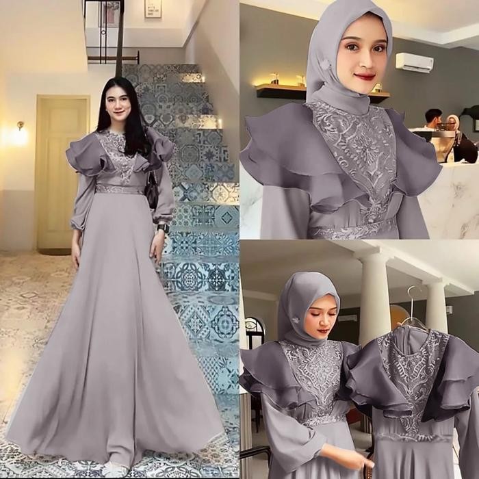 Cm Syari Lesabina Warna Maroon Abu Mustard Gamis